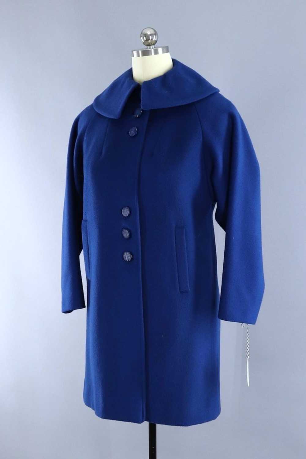 Vintage Blue Cashmere Wool Coat - image 2