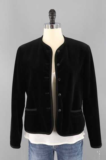 Vintage Black Velvet Blazer Jacket - image 1