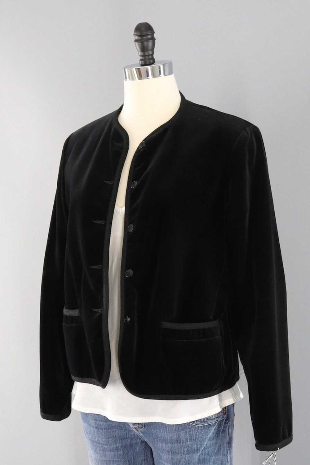 Vintage Black Velvet Blazer Jacket - image 2