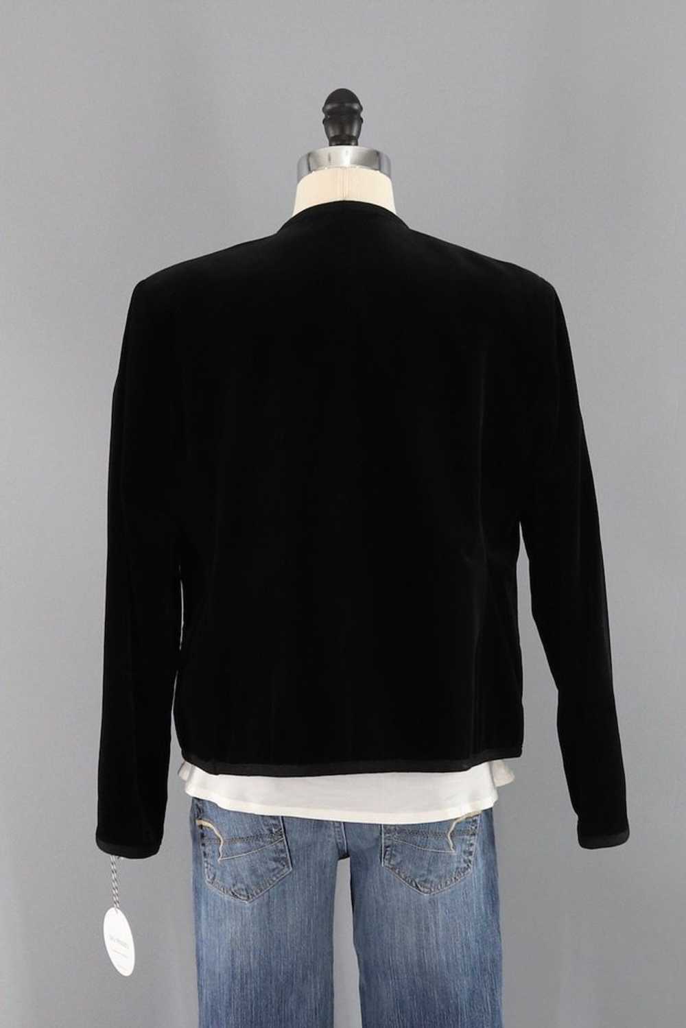 Vintage Black Velvet Blazer Jacket - image 3