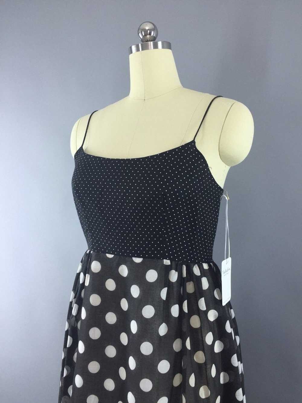 Vintage Black Polka Dot Maxi Dress - image 2