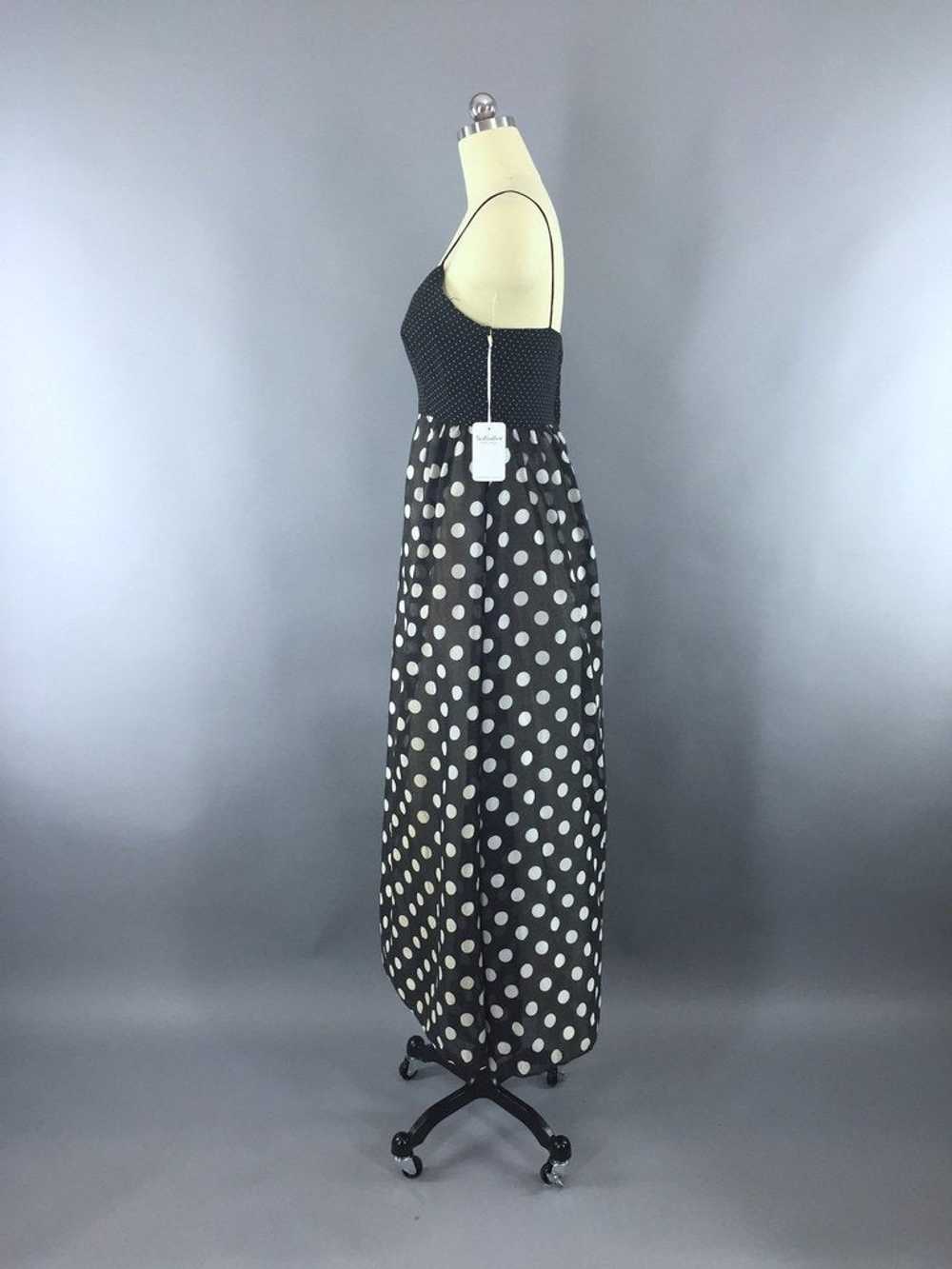 Vintage Black Polka Dot Maxi Dress - image 4