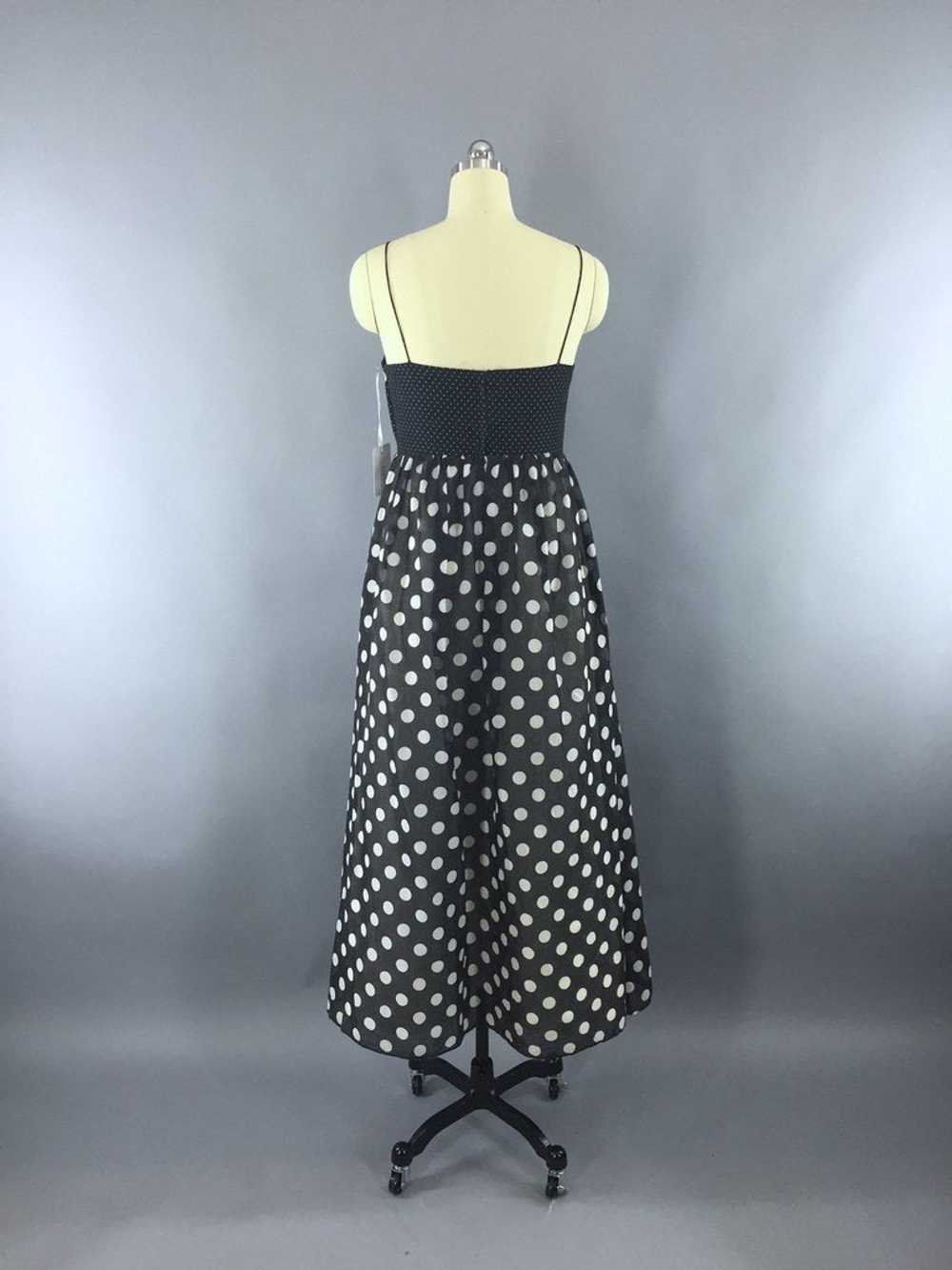 Vintage Black Polka Dot Maxi Dress - image 5