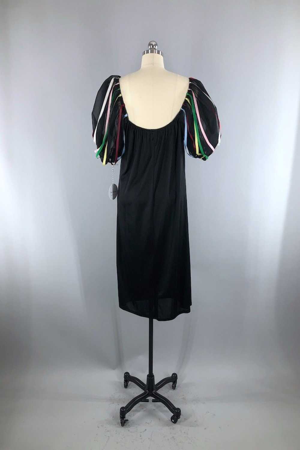 Vintage Black Rainbow Ribbon Dress - image 5