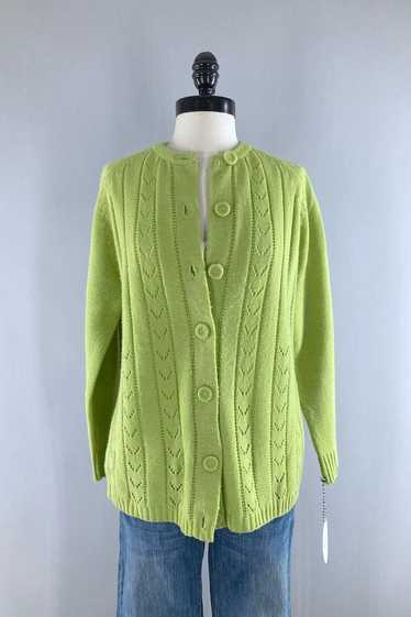 Vintage Avocado Green Cardigan Sweater