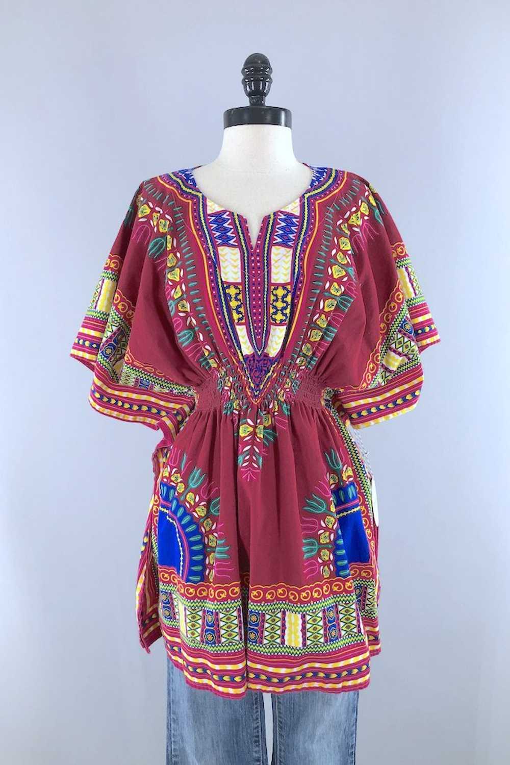 Vintage African Print Cotton Tunic - image 1