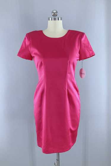 Vintage 1980s Pink Satin Dress