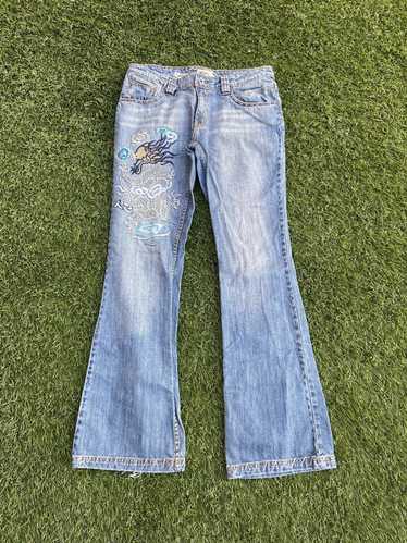Y2k ANTIK DENIM embroidered jeans 31 / vintage 2000s bird flower