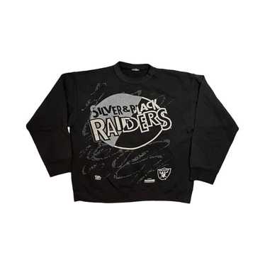 Men's Antigua Black Las Vegas Raiders Victory Crewneck Pullover Sweatshirt Size: Small