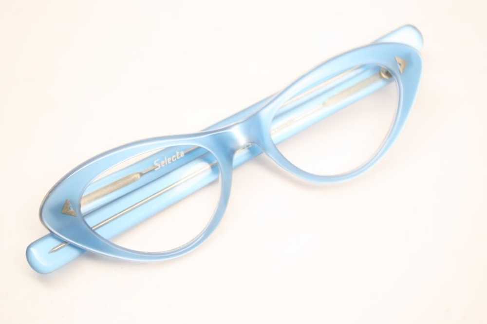 Unused Vintage Light Blue Cat Eye Glasses - image 2