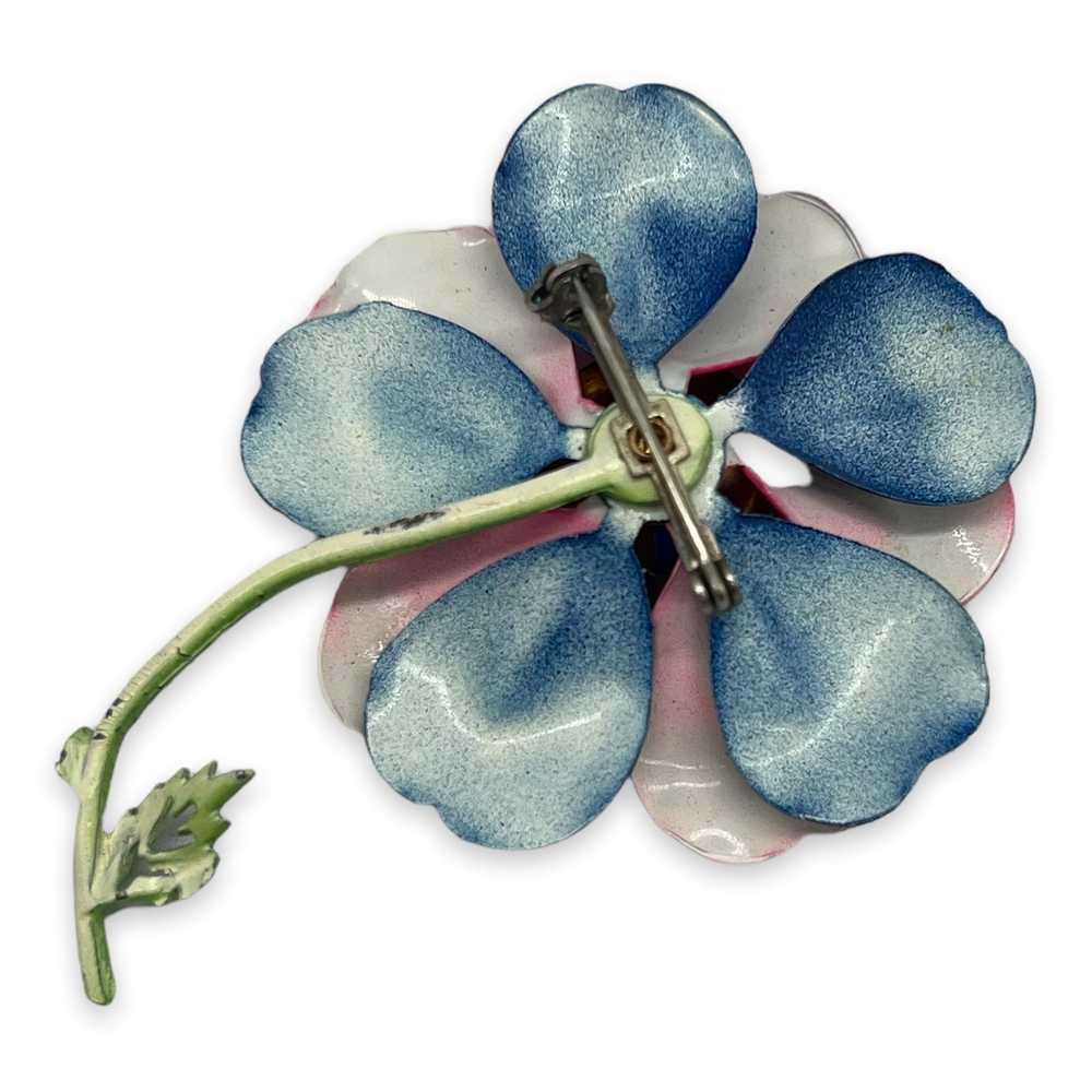 Vintage 1960s Enamel Flower Brooch - image 2