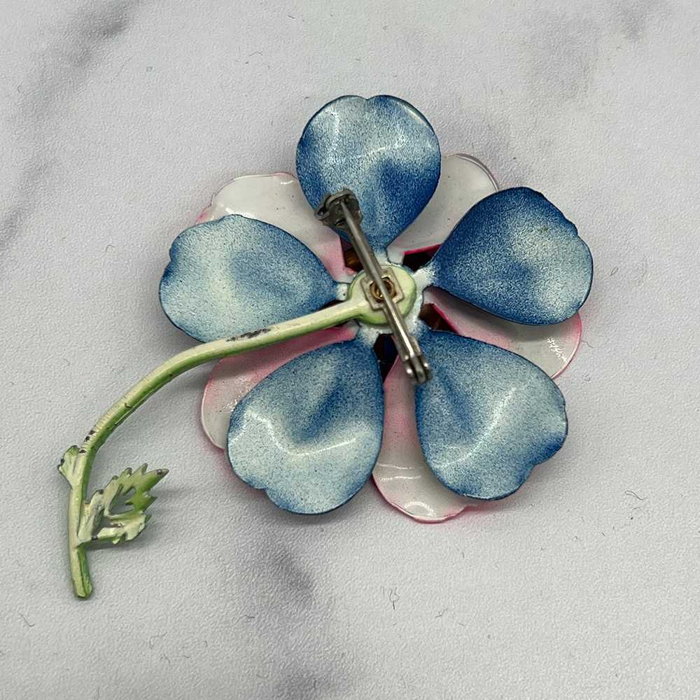Vintage 1960s Enamel Flower Brooch - image 4