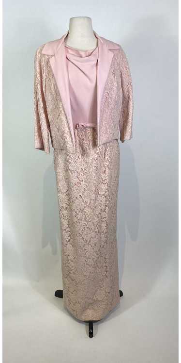 1960s Malcom Starr Pink Lace Gown & Jacket Set