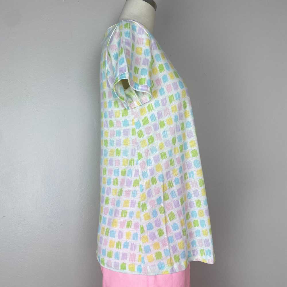 1970s Maternity T-Shirt, Size Small, Pastel Scrib… - image 3