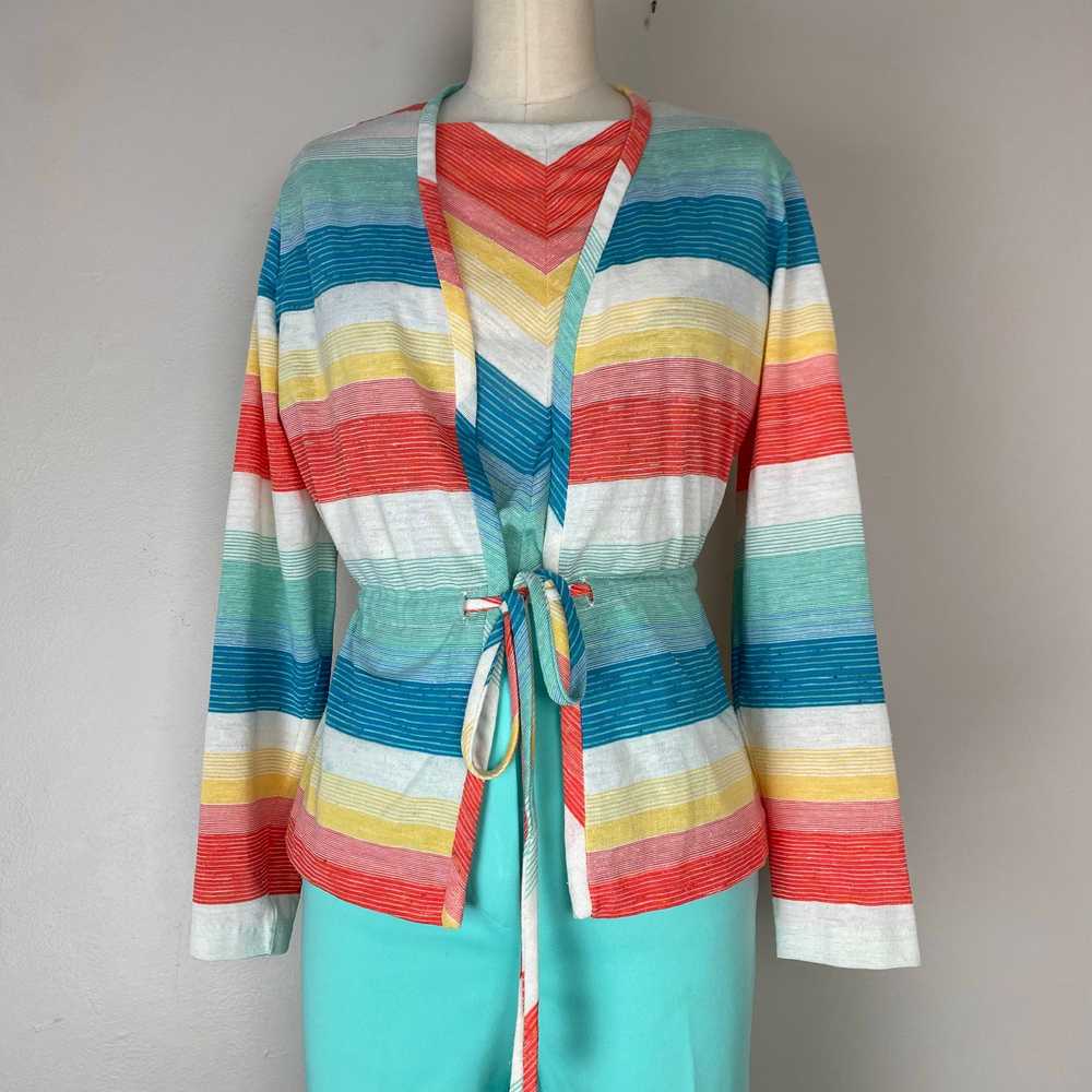 1970s Sears Mates Striped T-Shirt and Cardigan, S… - image 1