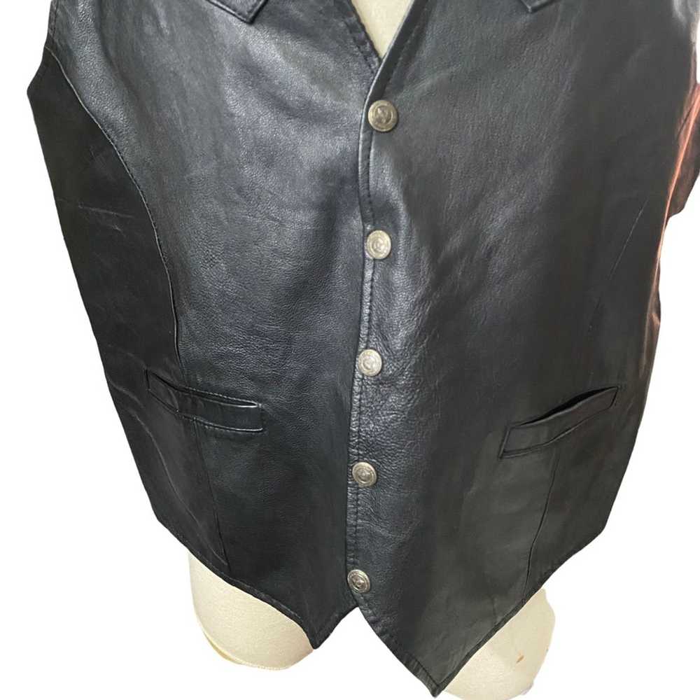 Concepts Vtg Concepts Black Leather Button-Up Sle… - image 3