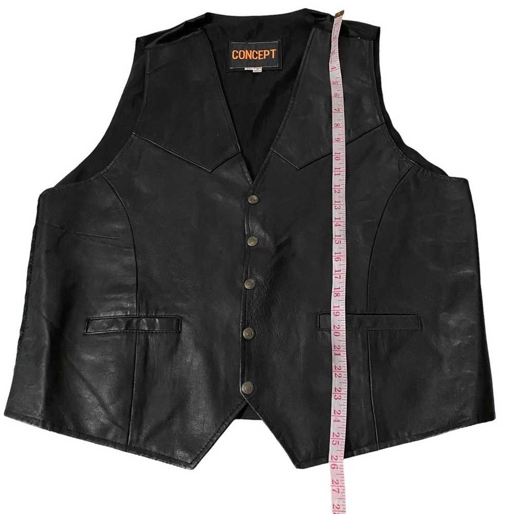 Concepts Vtg Concepts Black Leather Button-Up Sle… - image 9