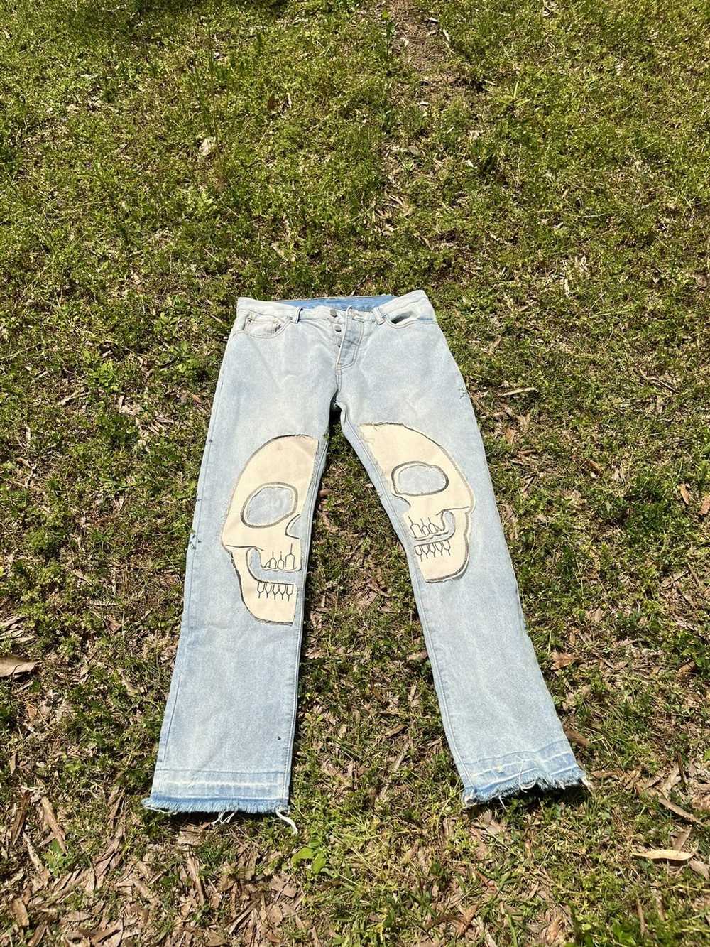 MNML MNML Skull Head Skeleton Denim Jeans Size 32 - image 1