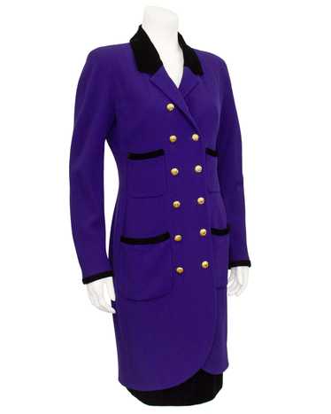 Chanel Purple and Black Velvet Coat Dress and Skir