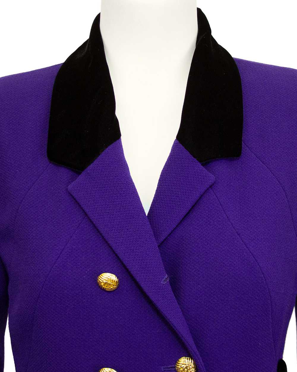 Chanel Purple and Black Velvet Coat Dress and Ski… - image 3