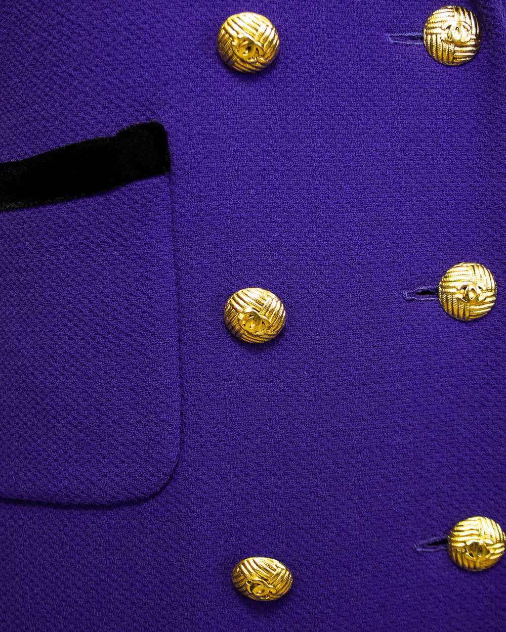Chanel Purple and Black Velvet Coat Dress and Ski… - image 4