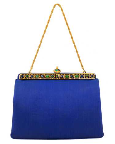 Rosenfeld Blue Satin Evening bag with Jewels