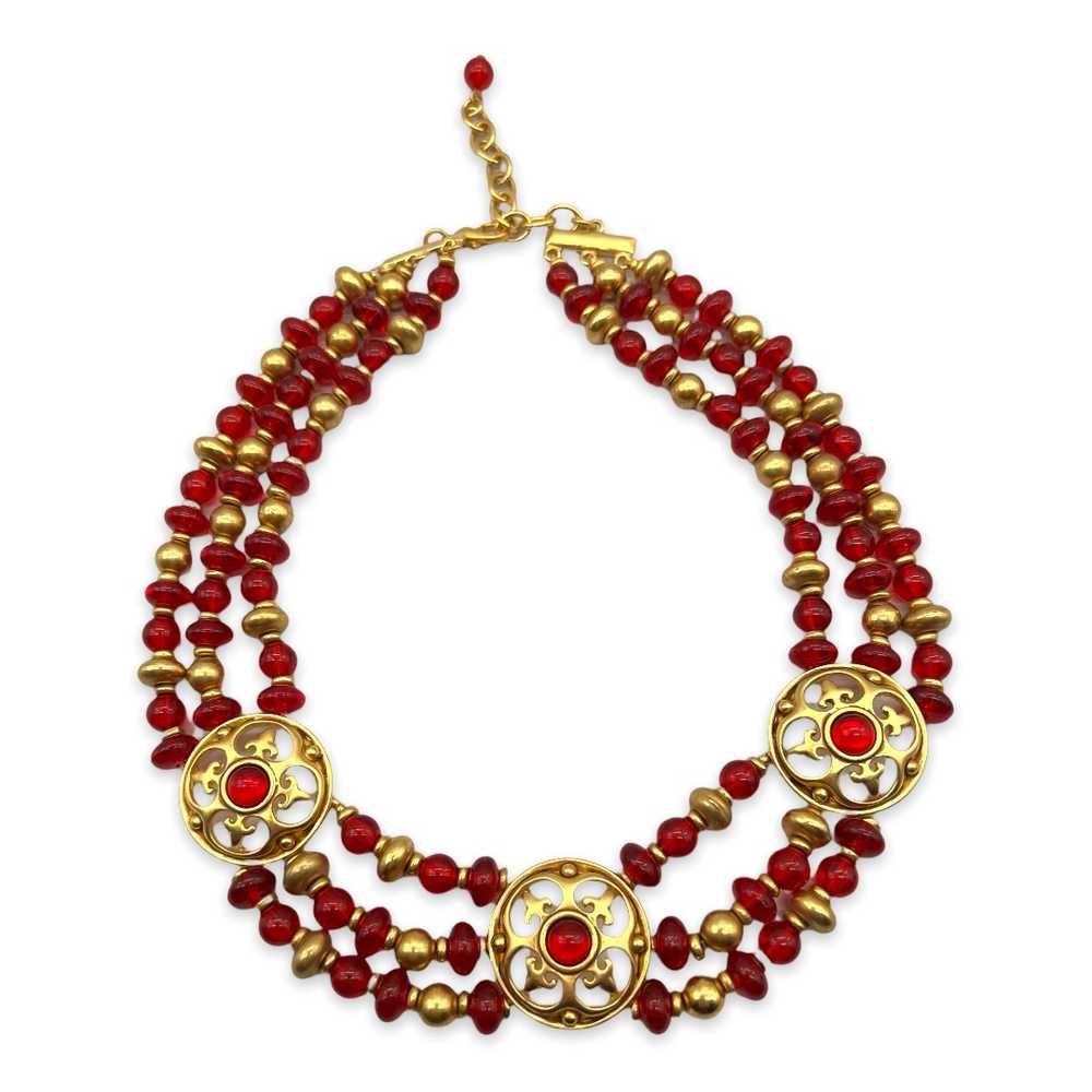 Vintage 1980s Red Lucite Collar Necklace - image 1