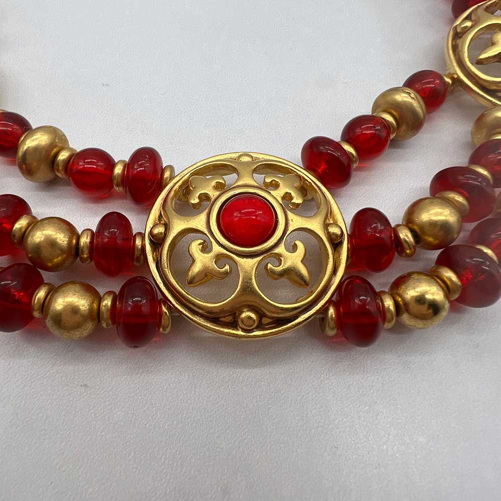 Vintage 1980s Red Lucite Collar Necklace - image 2