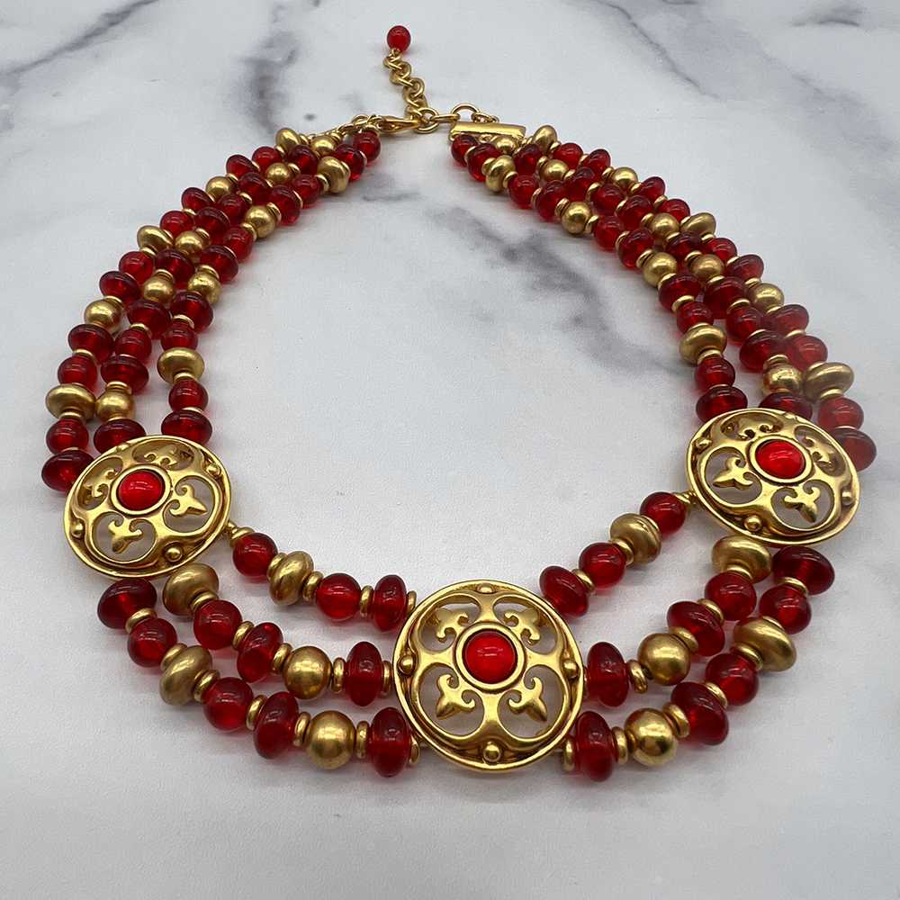 Vintage 1980s Red Lucite Collar Necklace - image 5