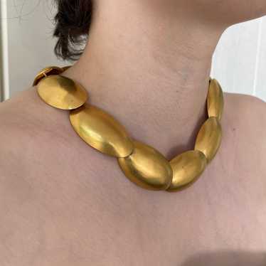 1980's Brushed Gold Necklace - image 1