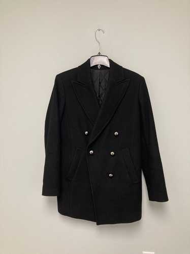 Blk Dnm Double breasted Peacoat. XS