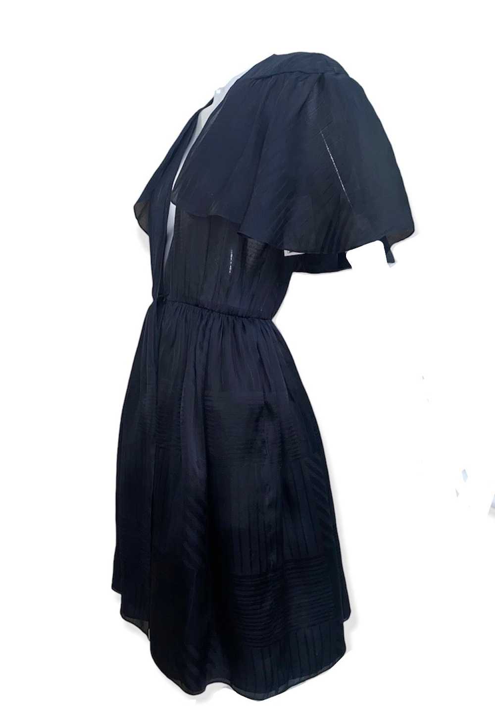 Halston 70s Black Silk Taffeta Jacquard Wrap Dress - image 2