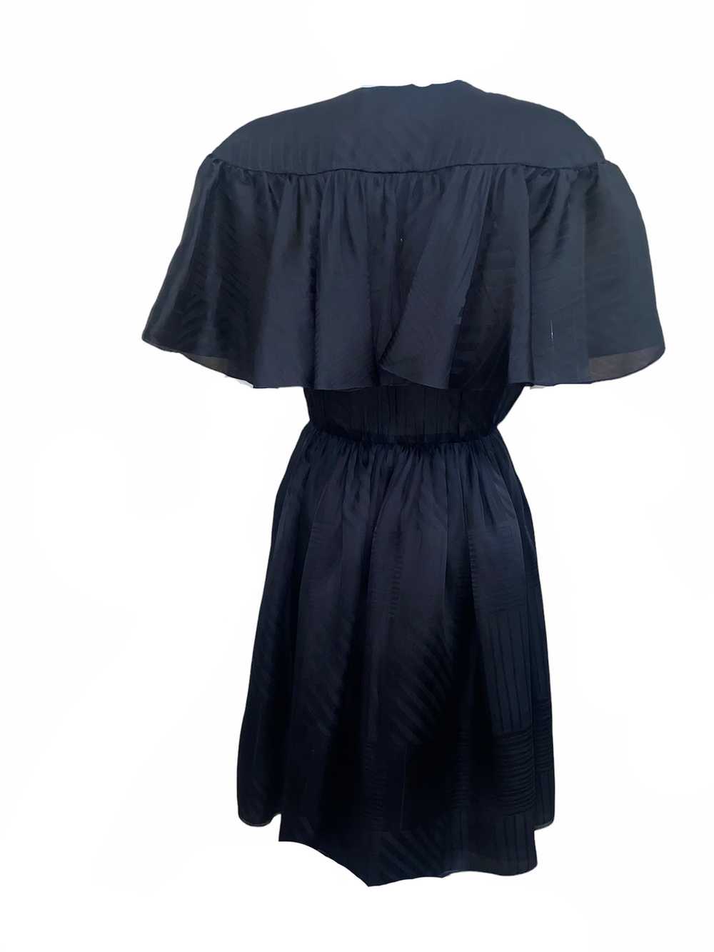 Halston 70s Black Silk Taffeta Jacquard Wrap Dress - image 3