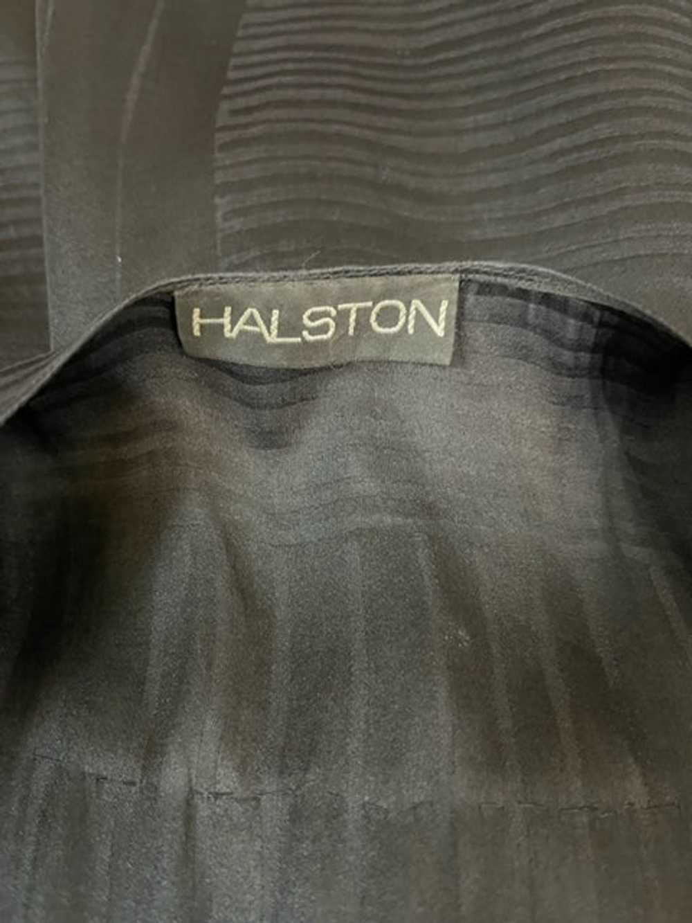 Halston 70s Black Silk Taffeta Jacquard Wrap Dress - image 4