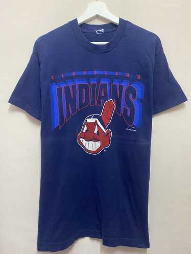 Vintage Style 90's World Series MLB Cleveland Indians T-shirt Printed Logo  MLB Cleveland Indians American League Champions - Bluefink
