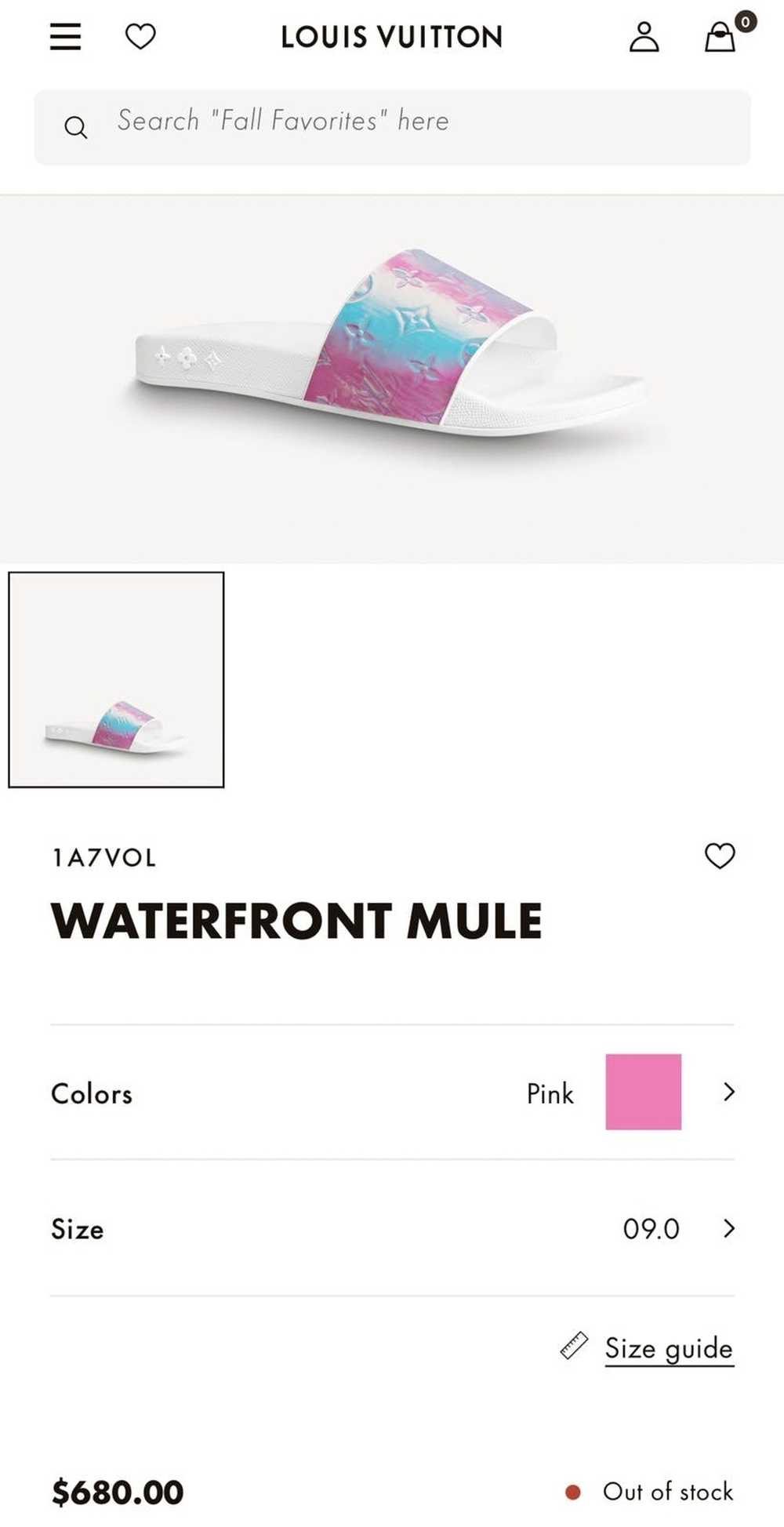 Louis Vuitton Waterfront Mule White. Size 09.0