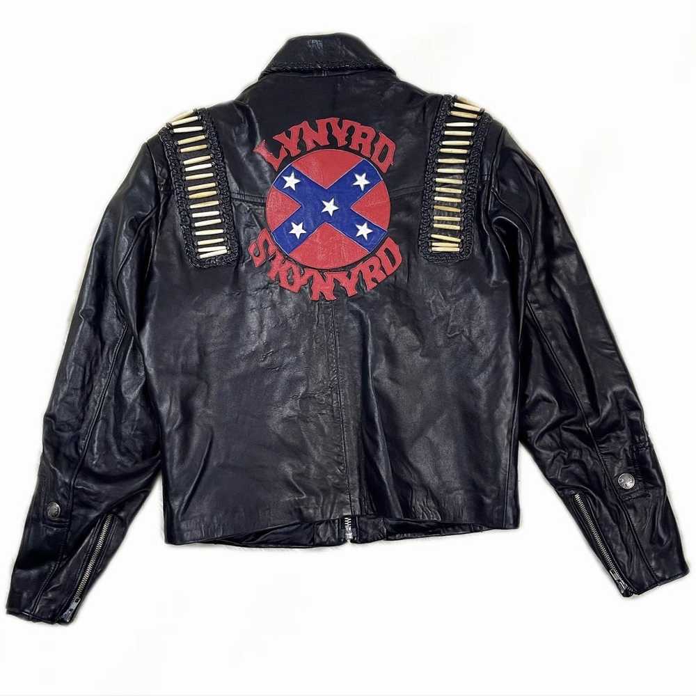 Custom × Leather Jacket × Vintage 90s Vtg Lynyrd … - image 1