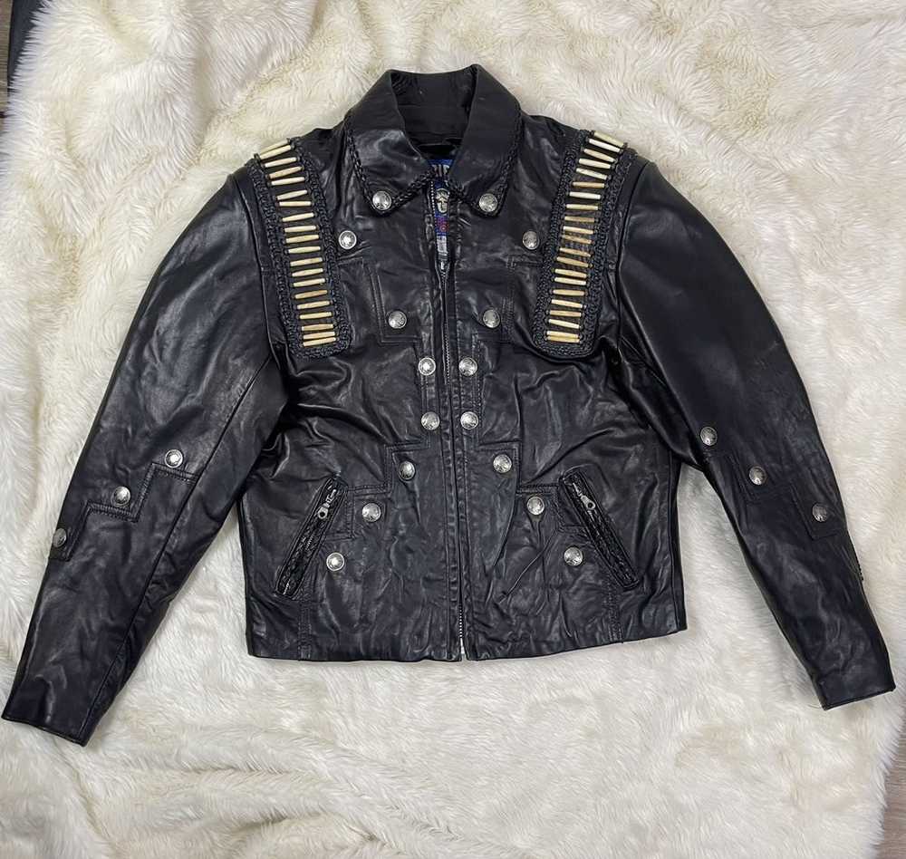 Custom × Leather Jacket × Vintage 90s Vtg Lynyrd … - image 2