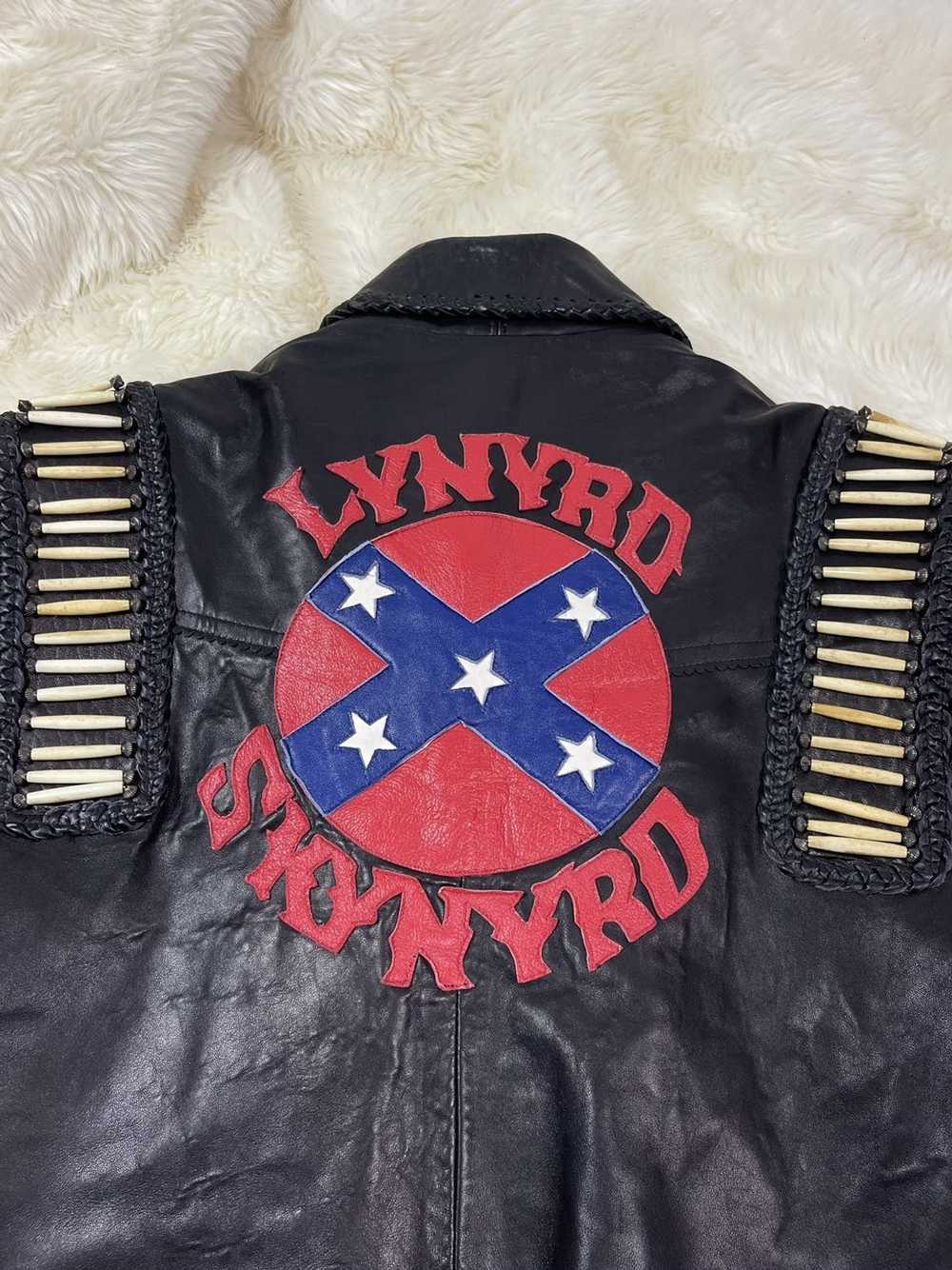 Custom × Leather Jacket × Vintage 90s Vtg Lynyrd … - image 3