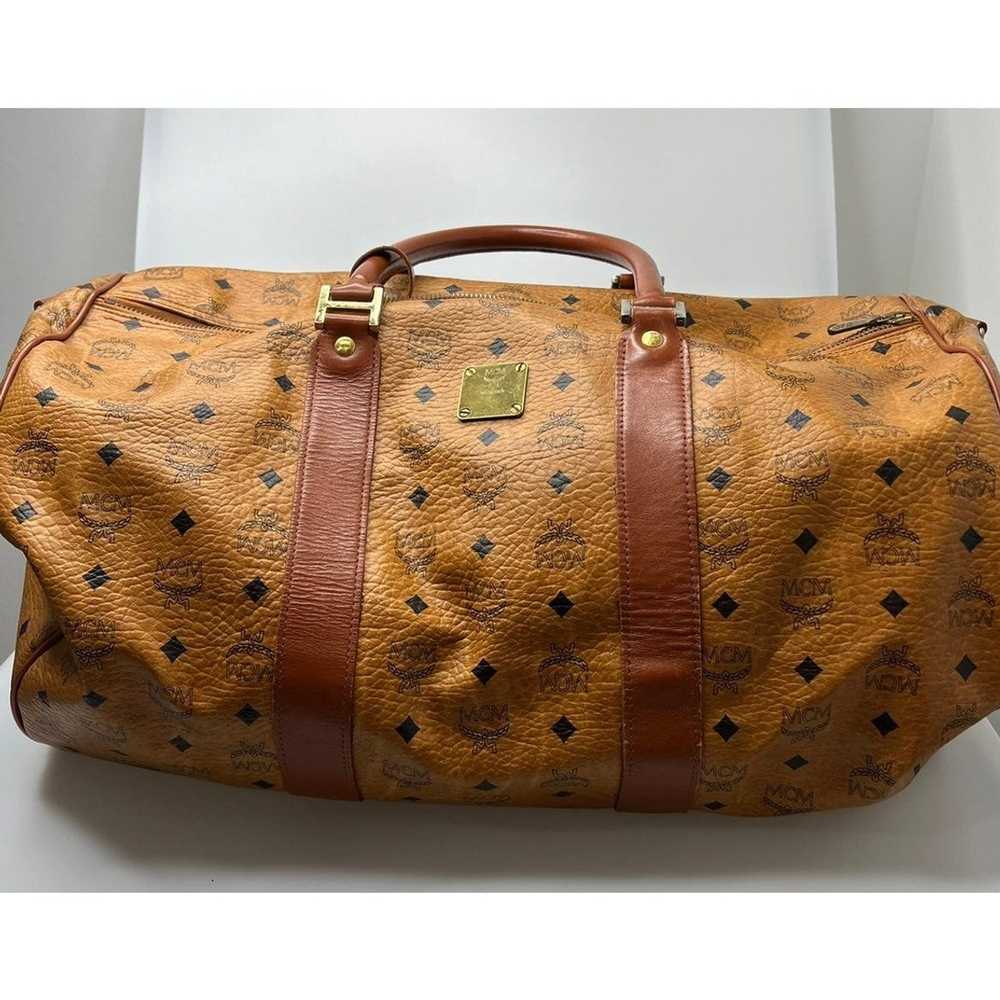 MCM MCM Large Cognac Monogram Visetos Boston Duff… - image 1