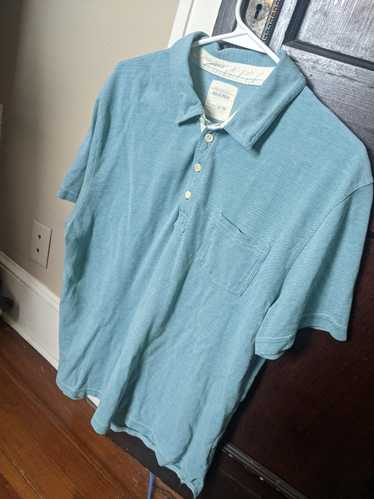 Billy Reid Aqua textured pique polo shirt