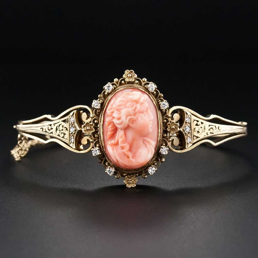 Victorian Coral Cameo Bracelet and Ring - image 3