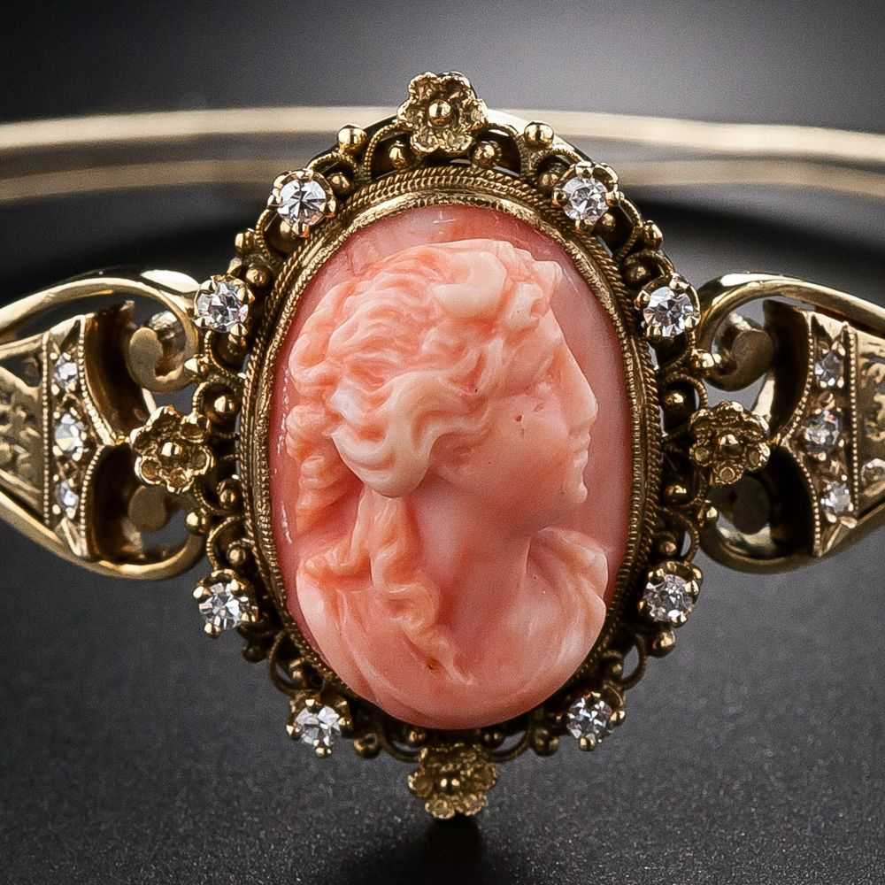 Victorian Coral Cameo Bracelet and Ring - image 4