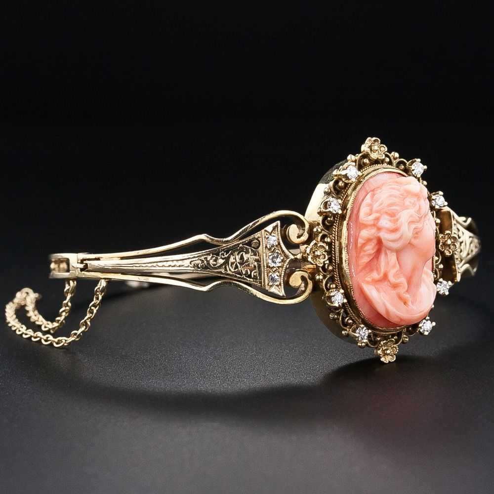 Victorian Coral Cameo Bracelet and Ring - image 5