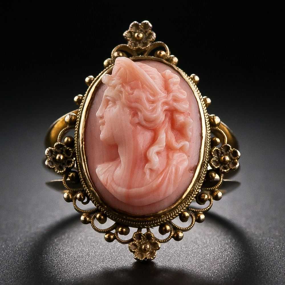 Victorian Coral Cameo Bracelet and Ring - image 7