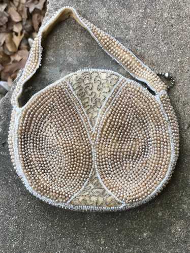 1930's Round White Beaded Handbag - image 1