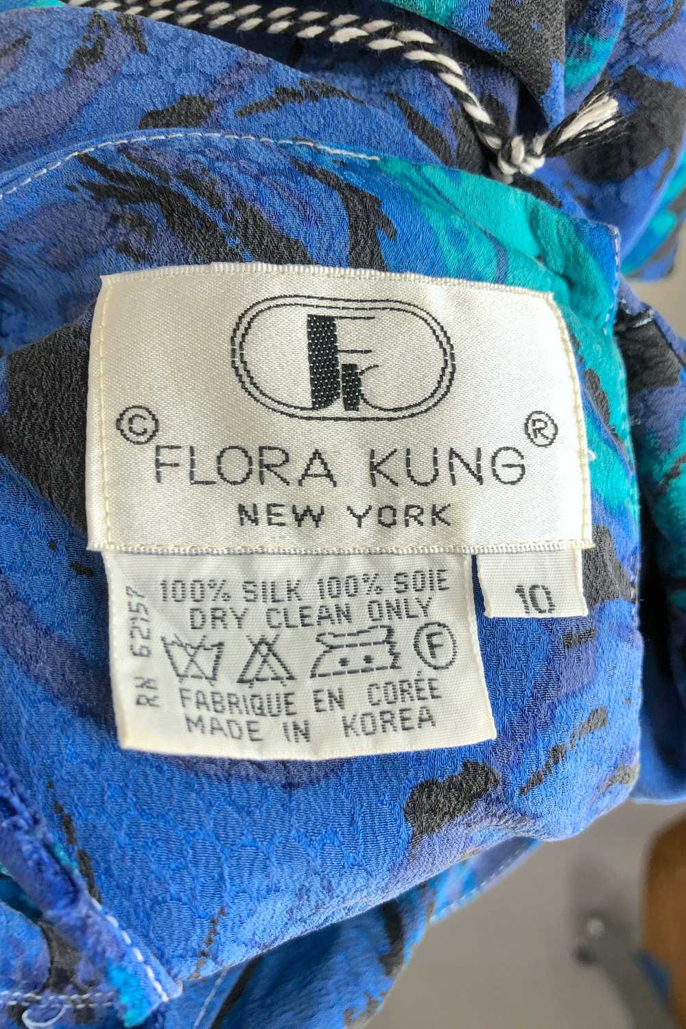 Vintage Flora Kung Blue Silk Blouse - image 6