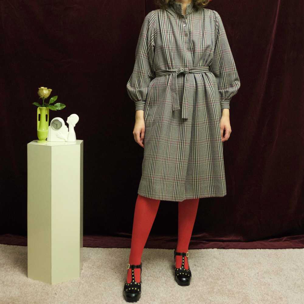 1980s J. Jill grey tweed bishop sleeve dress - image 2