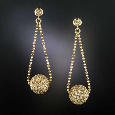 Pave Diamond Ball Dangle Earrings