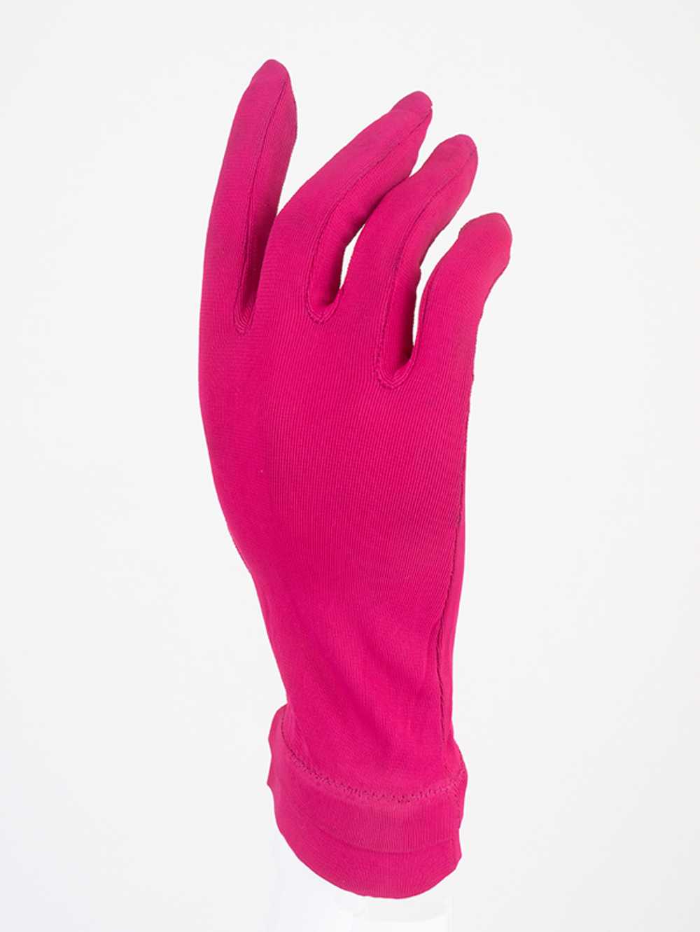 1950s Chartreuse Pink Glove Set - image 1